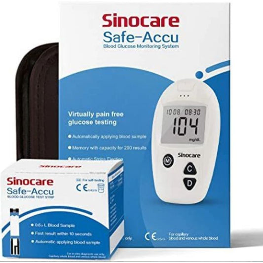 Sinocare Safe Accu Blood sugar monitor + 50 strips & Lancets